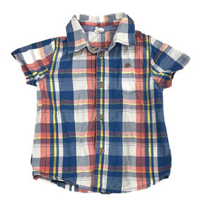 Egg Boys Blue | Pink Plaid Button Down Short Sleeve size: 2T
